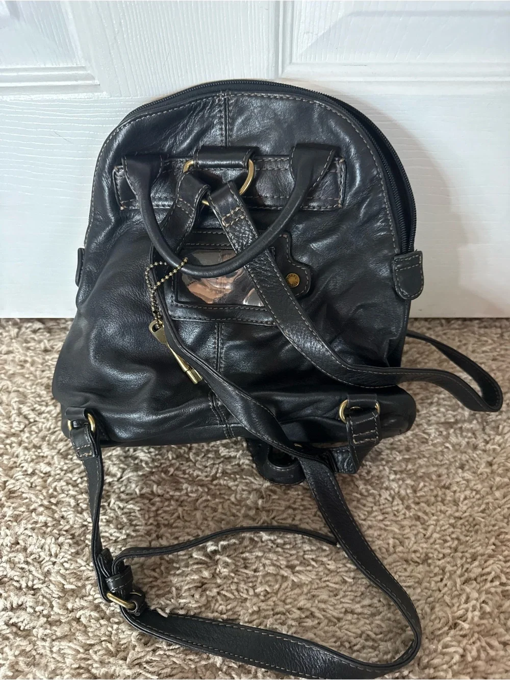 Fossil Black Leather Mini Backpack - Classic Everyday Carry